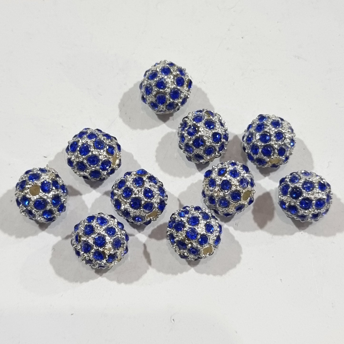 10pc 10mm Blue Rhinestone Beads