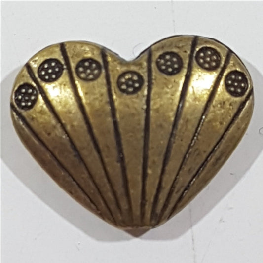 Bronze  Heart Shaped Drop Charm Pendant With Stripes & Flowers