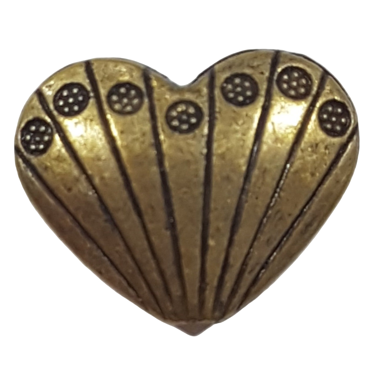 Bronze Heart Shaped Drop Charm Pendant With Stripes & Flowers