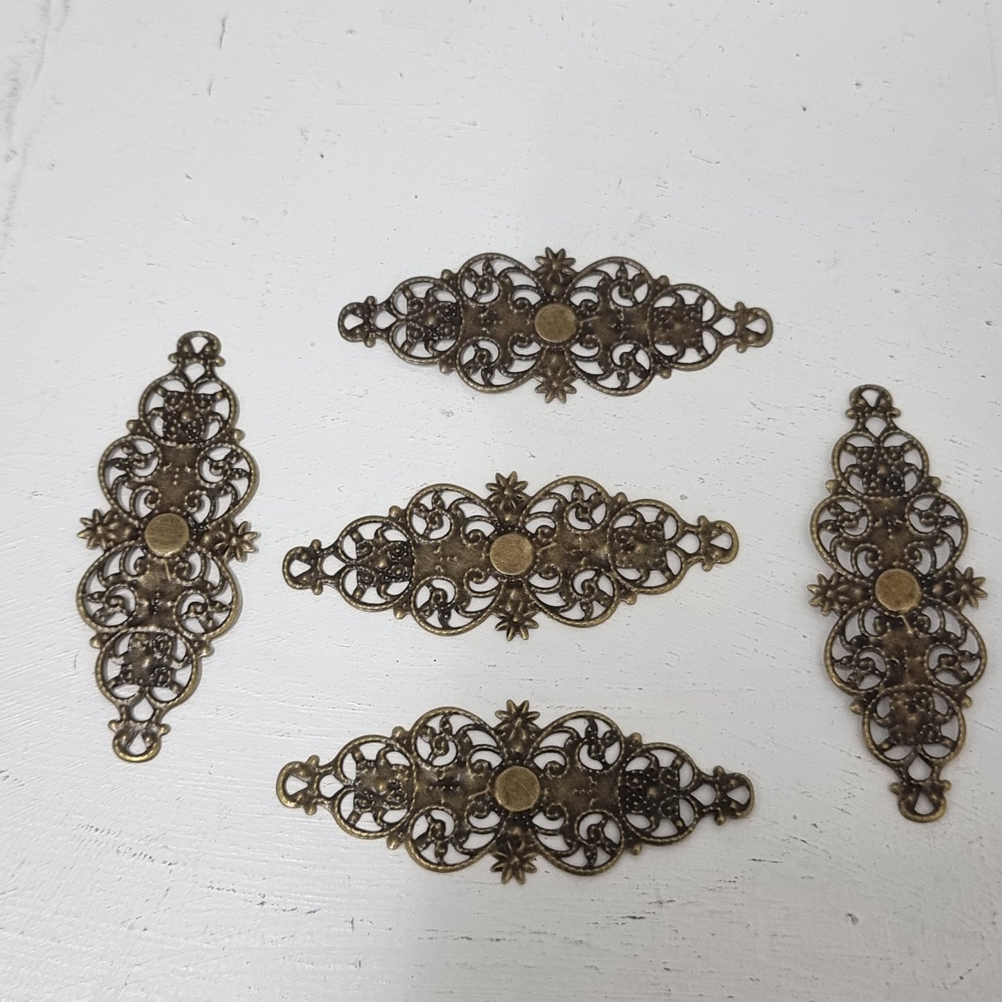 5pc Long Antique Bronze Filigree Stamping