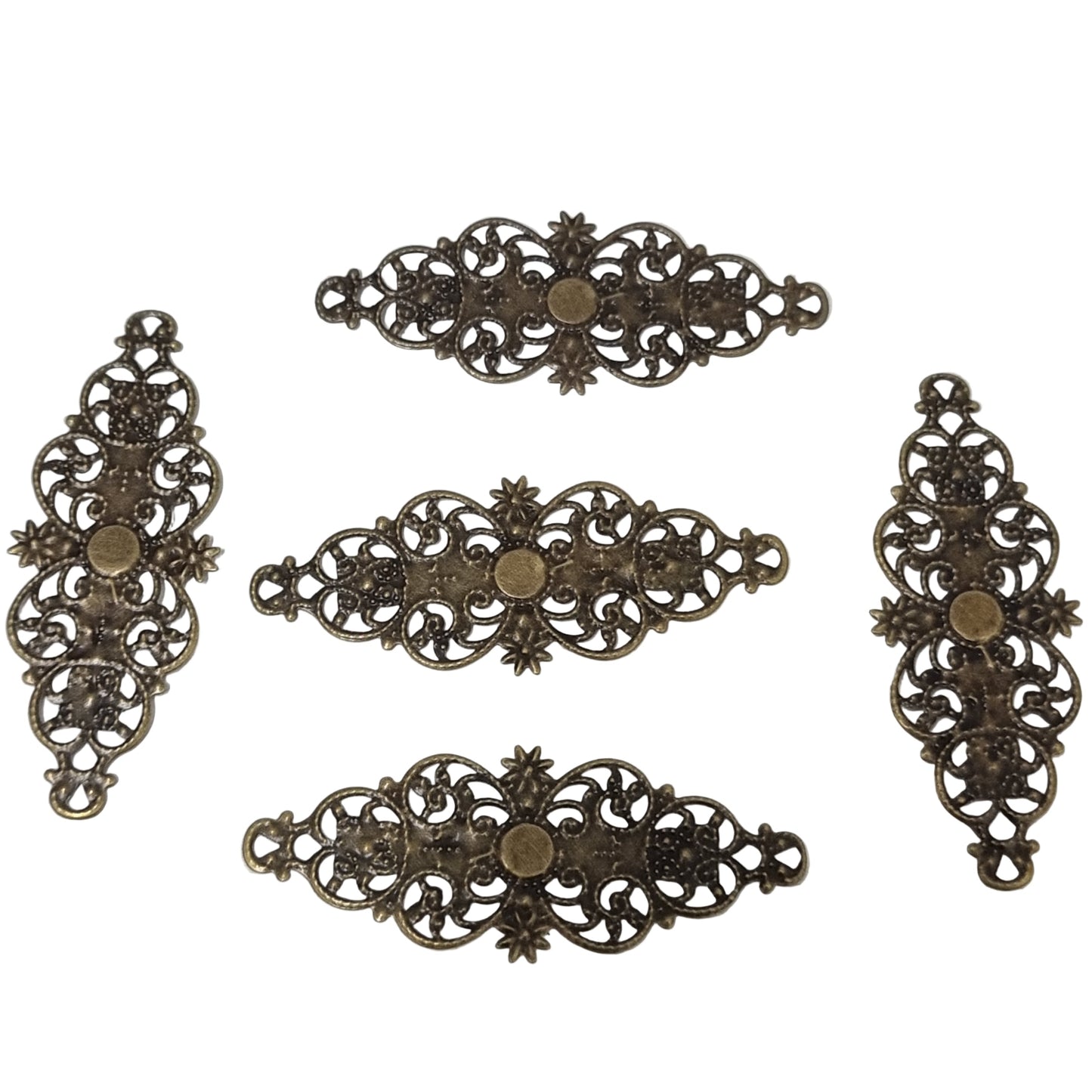 5pc Long Antique Bronze Filigree Stamping