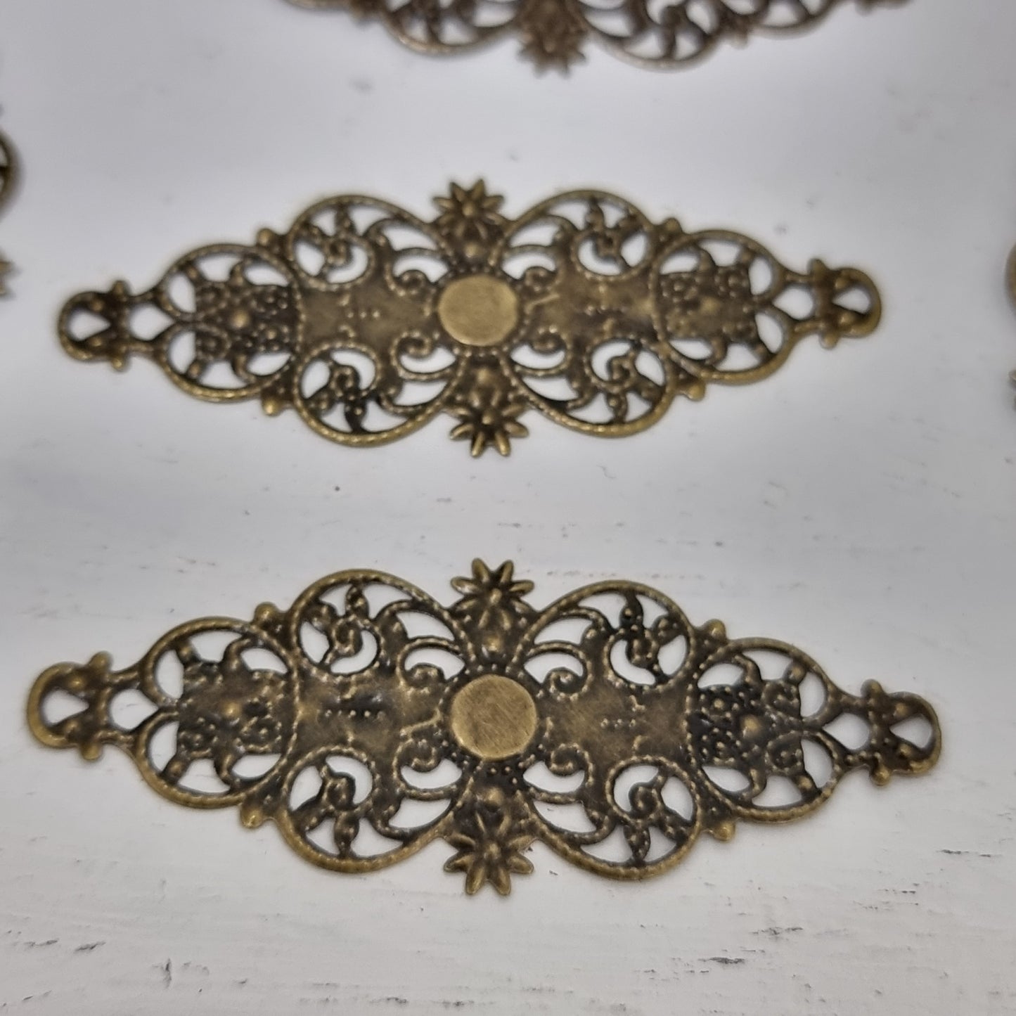 5pc Long Antique Bronze Filigree Stamping