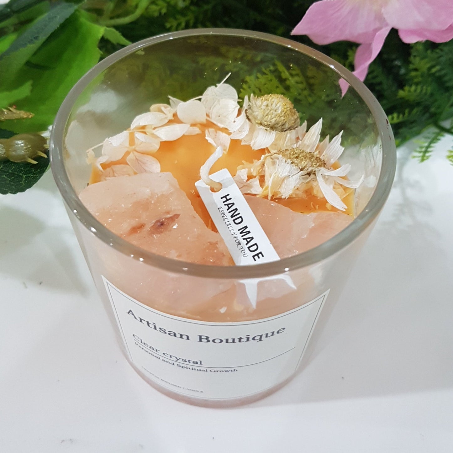 Handmade Clear Quartz Crystal 'Sweet Temptation' Infused Candle