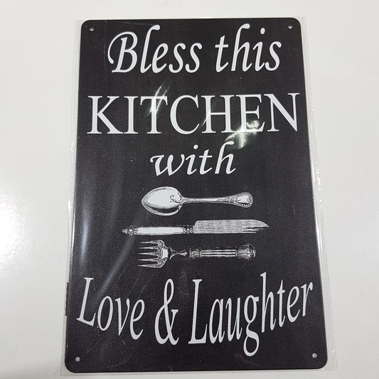 Bless This Kitchen Metal Sign