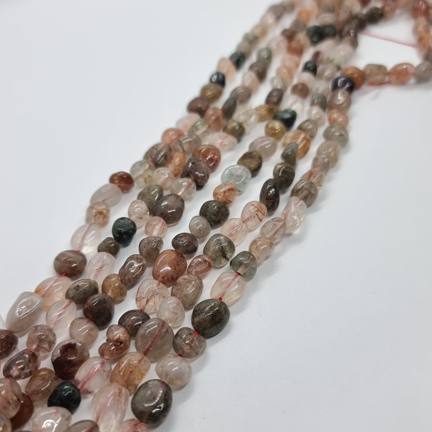Mixed Rutilated Quartz Gemstone Nugget Beads