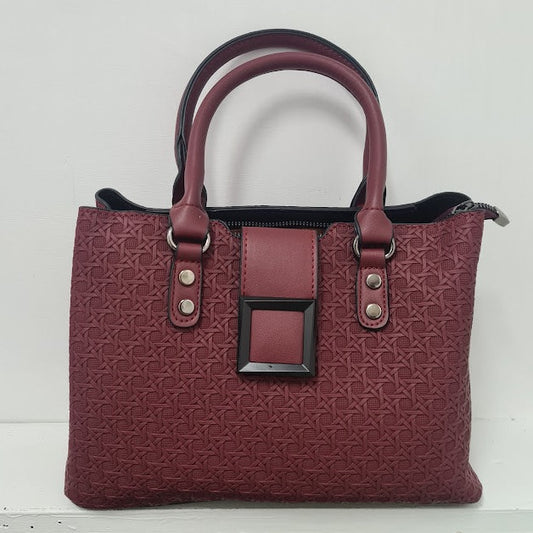 3pc Deep Red Leather Handbag