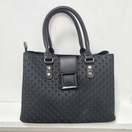 3pc Black Leather Handbag