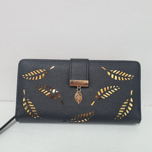 Black Gold Leaf Leather Wallet