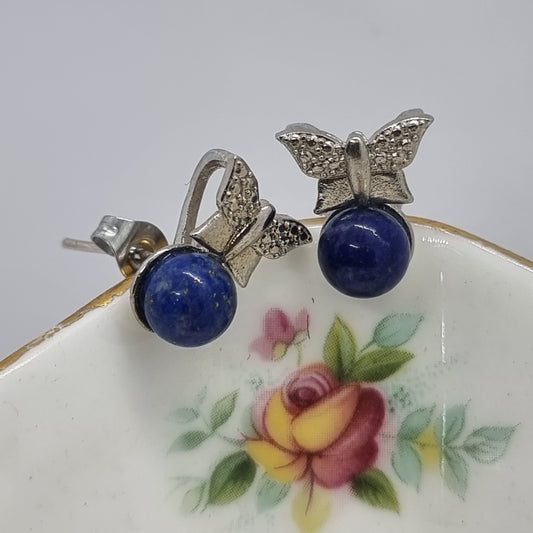 Lapis Lazuli Butterfly Stud Earrings