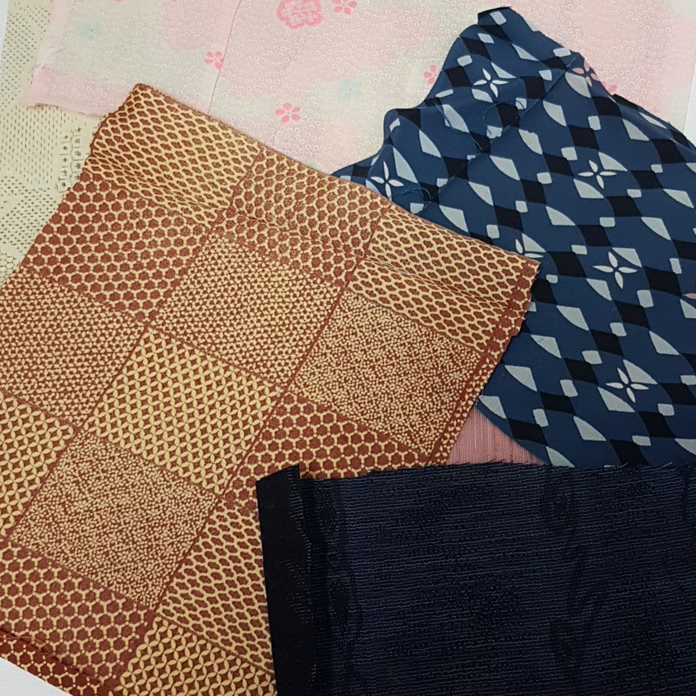 Vintage Japanese Kimono & Obi Belt Fabric Scraps