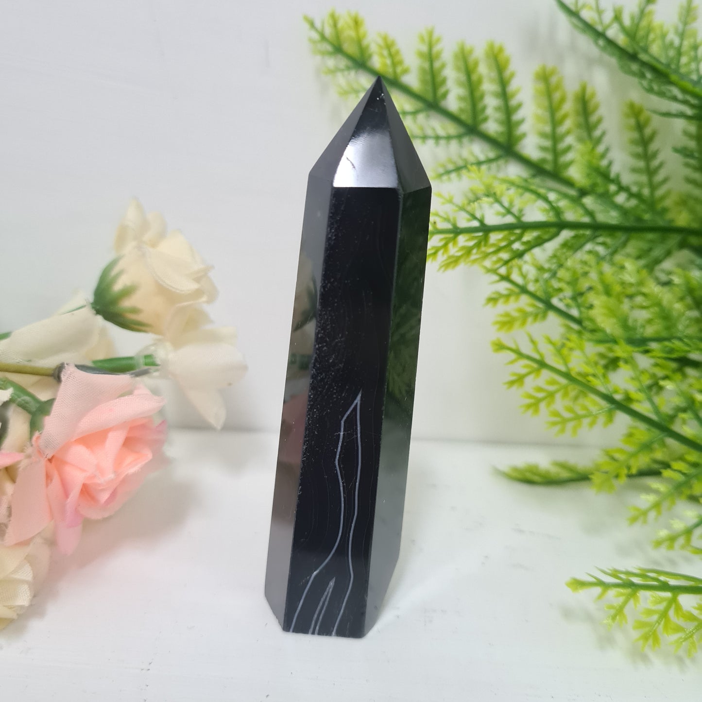 Black Agate Gemstone Point