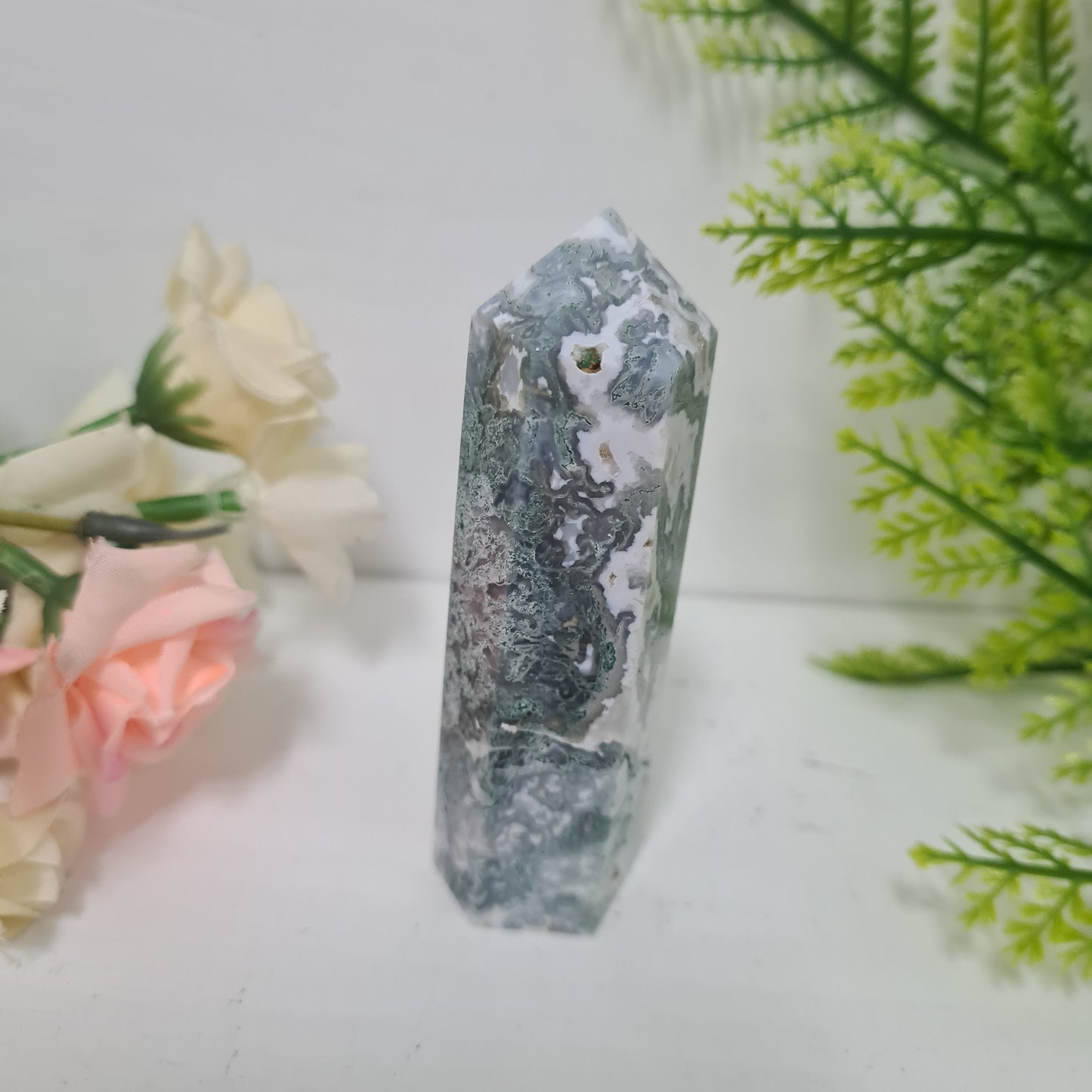 Moss Agate Gemstone Point