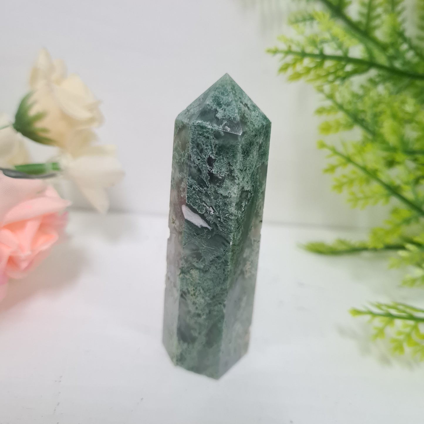 Moss Agate Gemstone Point
