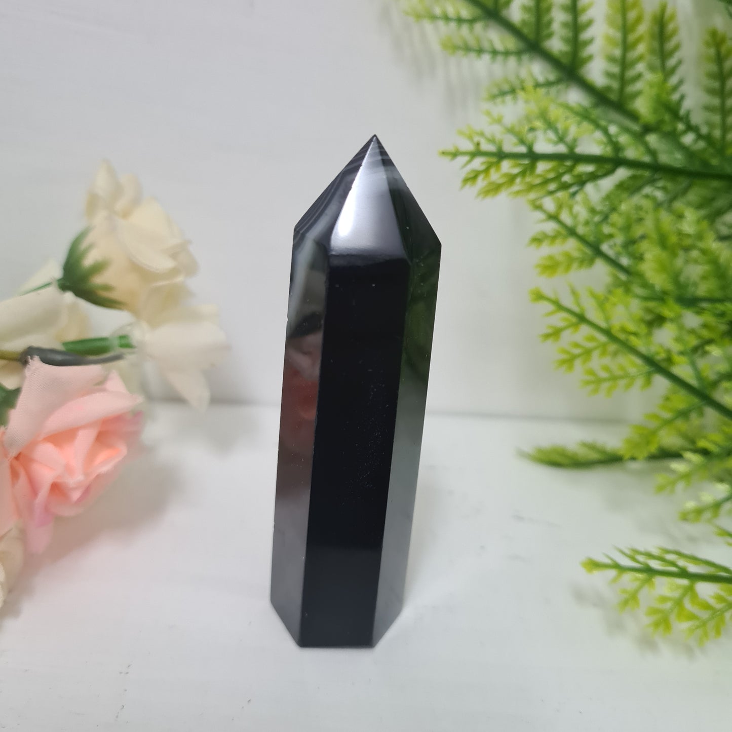 Black Agate Gemstone Point