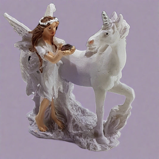 Fairy & Unicorn With Gemstone - Standing