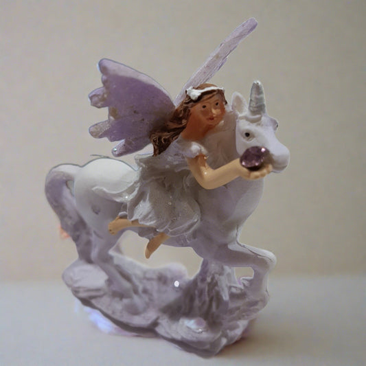 Fairy & Unicorn With Gemstone - Snuggling