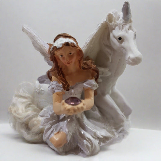 Fairy & Unicorn With Gemstone - Tribute
