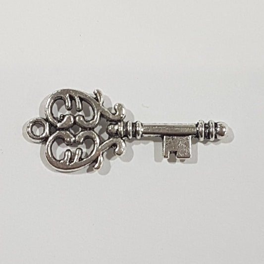 Vintage Style Silver Key Charm Pendant