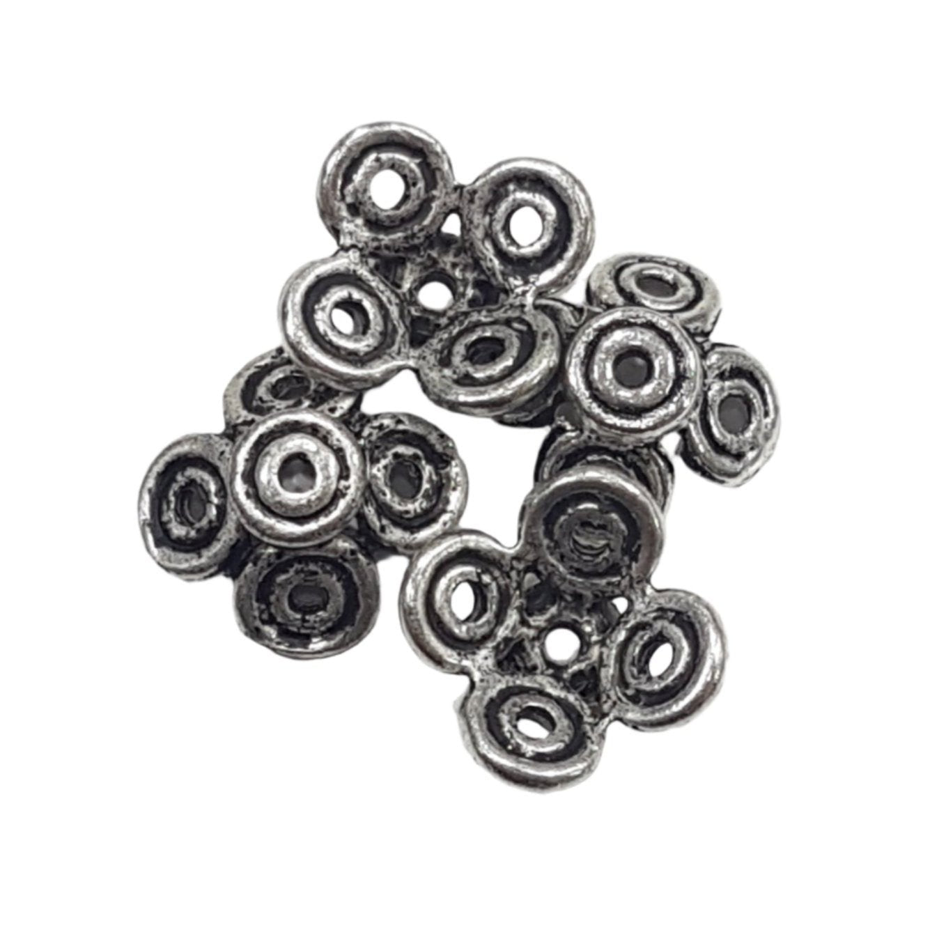 30pc Large Silver Floral Bead Caps