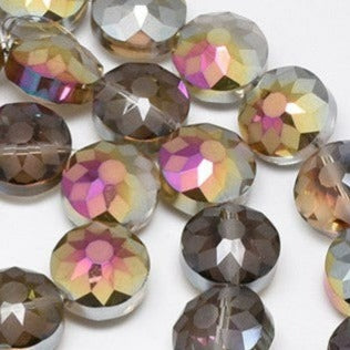 6pc Round Etched Crystal Glass Beads