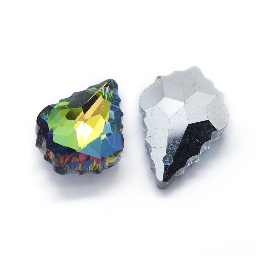Faceted Leaf Drop Glass Pendant