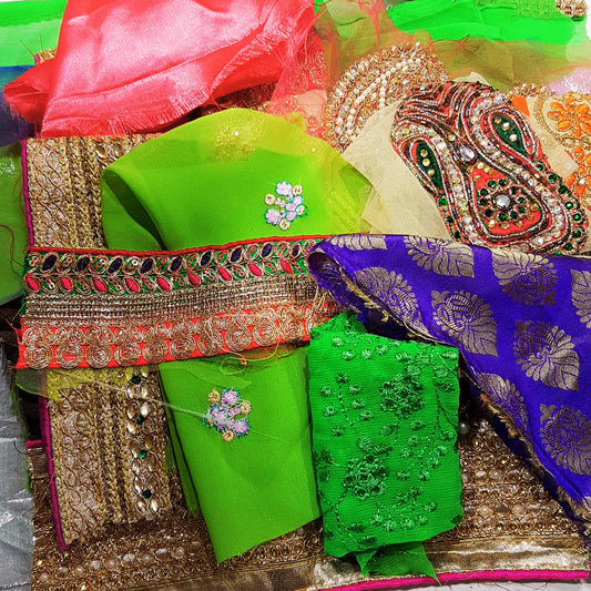 ONLY 3 LEFT!! Sari Trims and Fabric Scraps Bundle