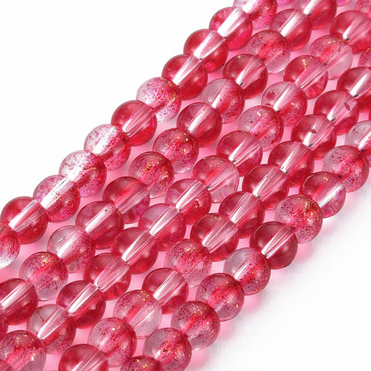 6mm Glitter Red Glass Beads