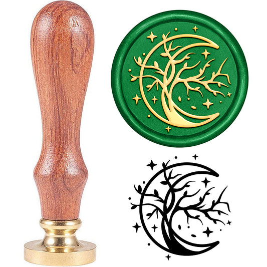Crescent Moon and Tree Wax Seal Stamp 30mm