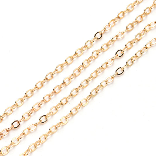 1M Gold Flat Oval Link Chain
