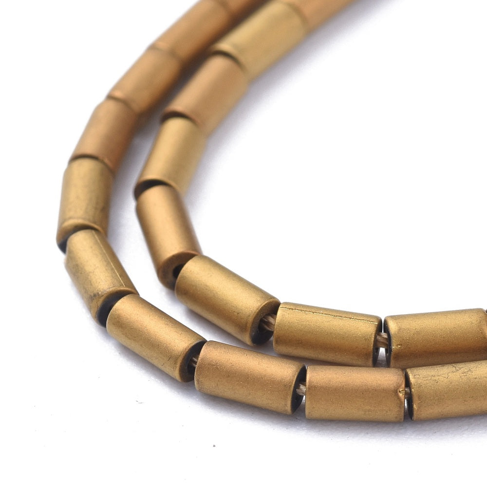 Golden Column Glass Beads