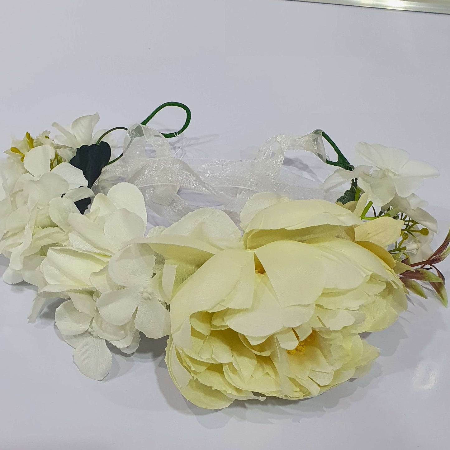 Huge White Statement Floral Hair Crown