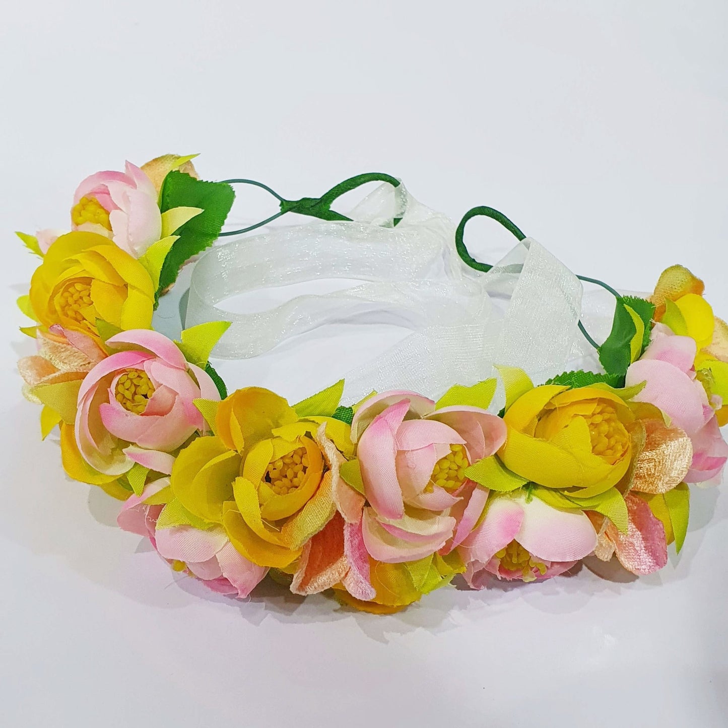 Yellow and Pink Floral Hair Crown