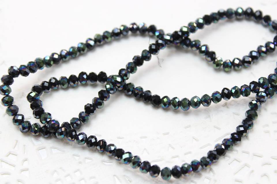 Black Electroplate Crystal Rondelles