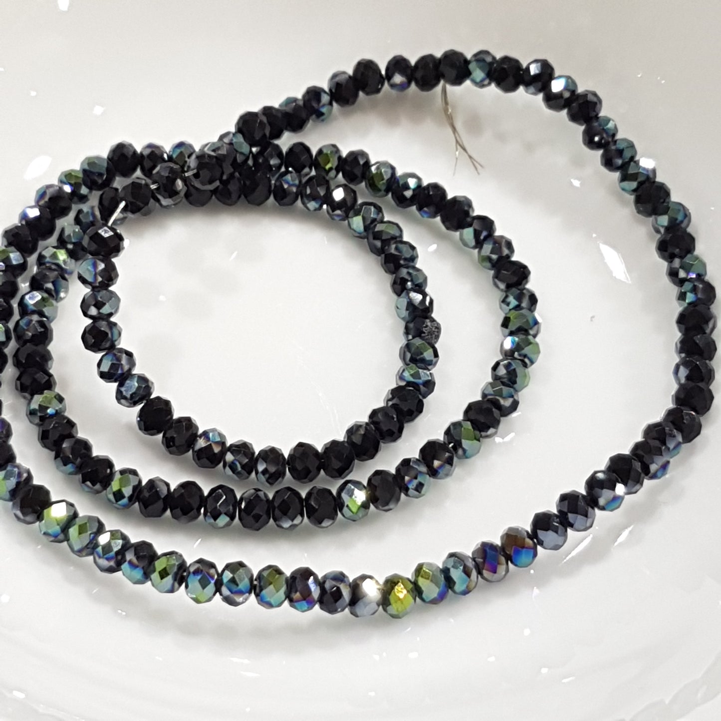 Black Electroplate Crystal Rondelles
