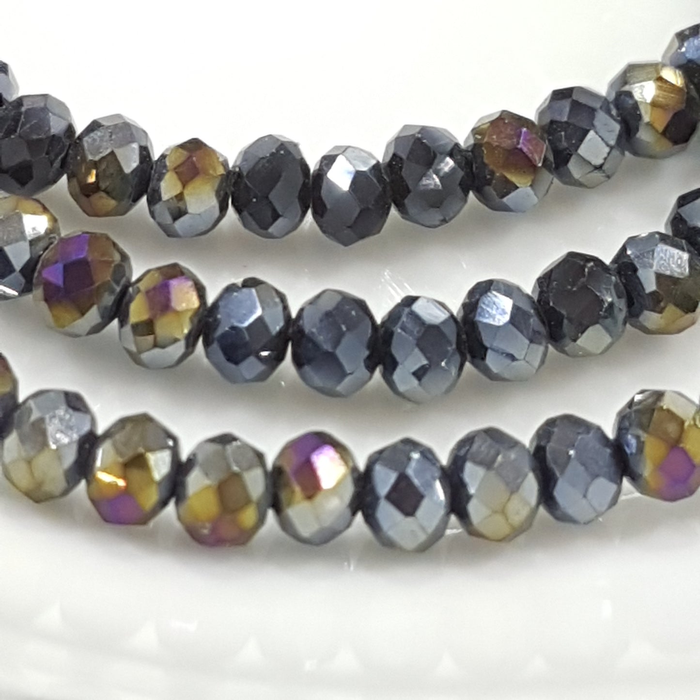 Black Electroplated Crystal Rondelles