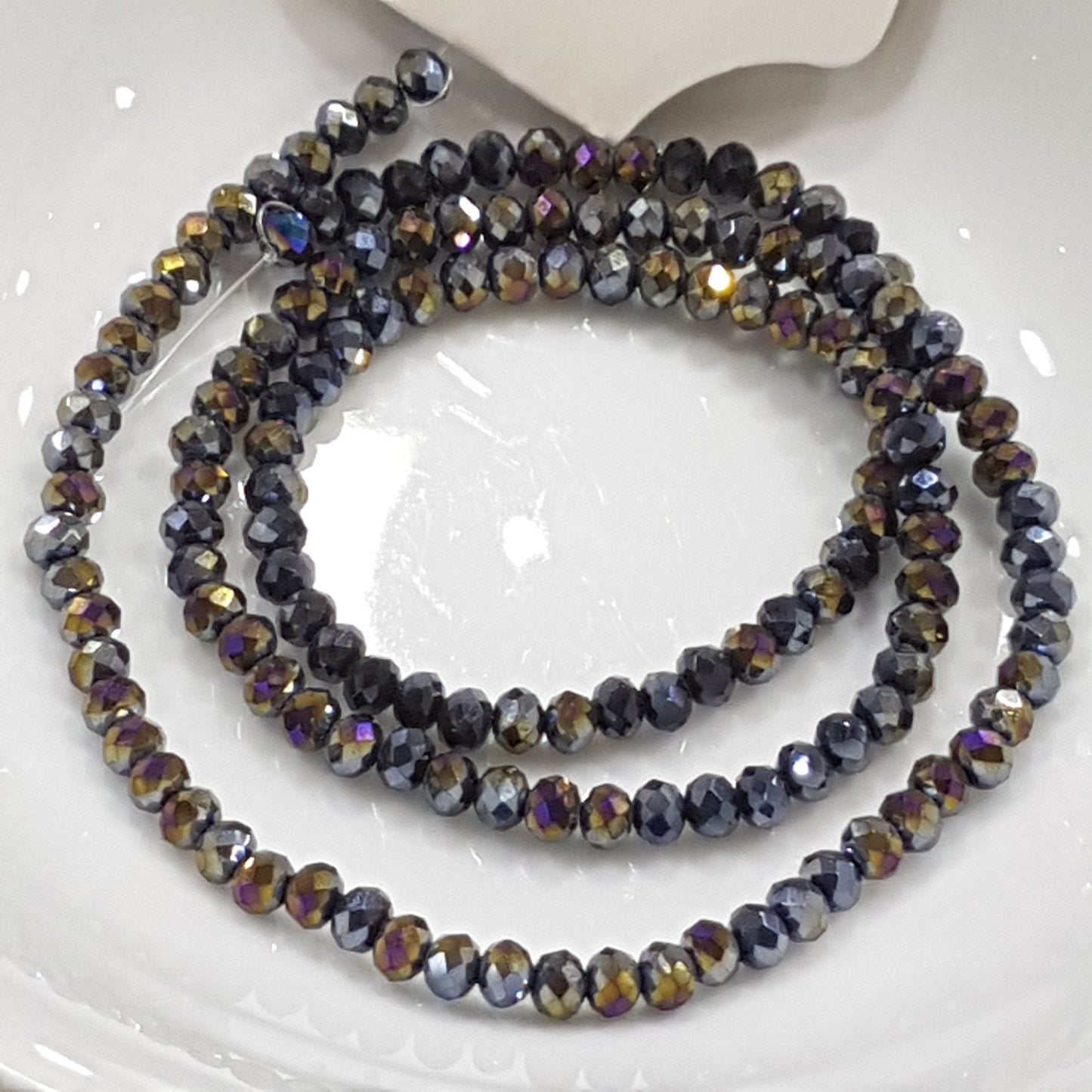 Black Electroplated Crystal Rondelles