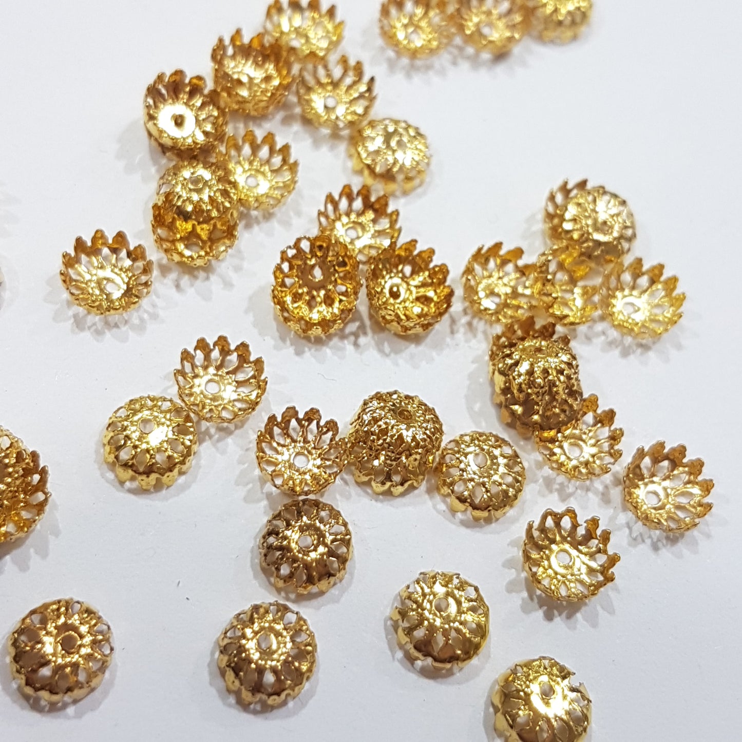 50pc Gold Bead Caps 6mm
