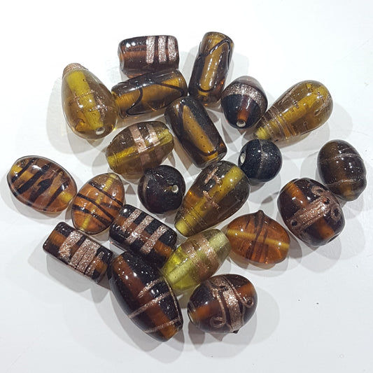 100g Golden Brown Lampwork Glass Beads
