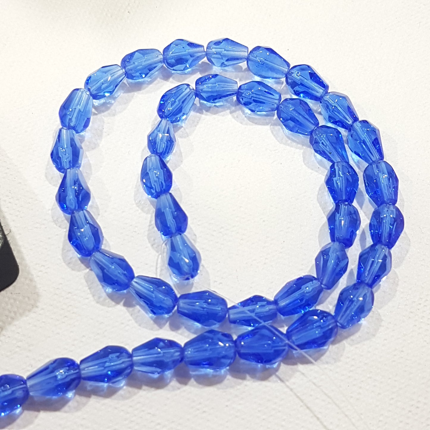 9x6mm Blue Glass Teardrop Beads