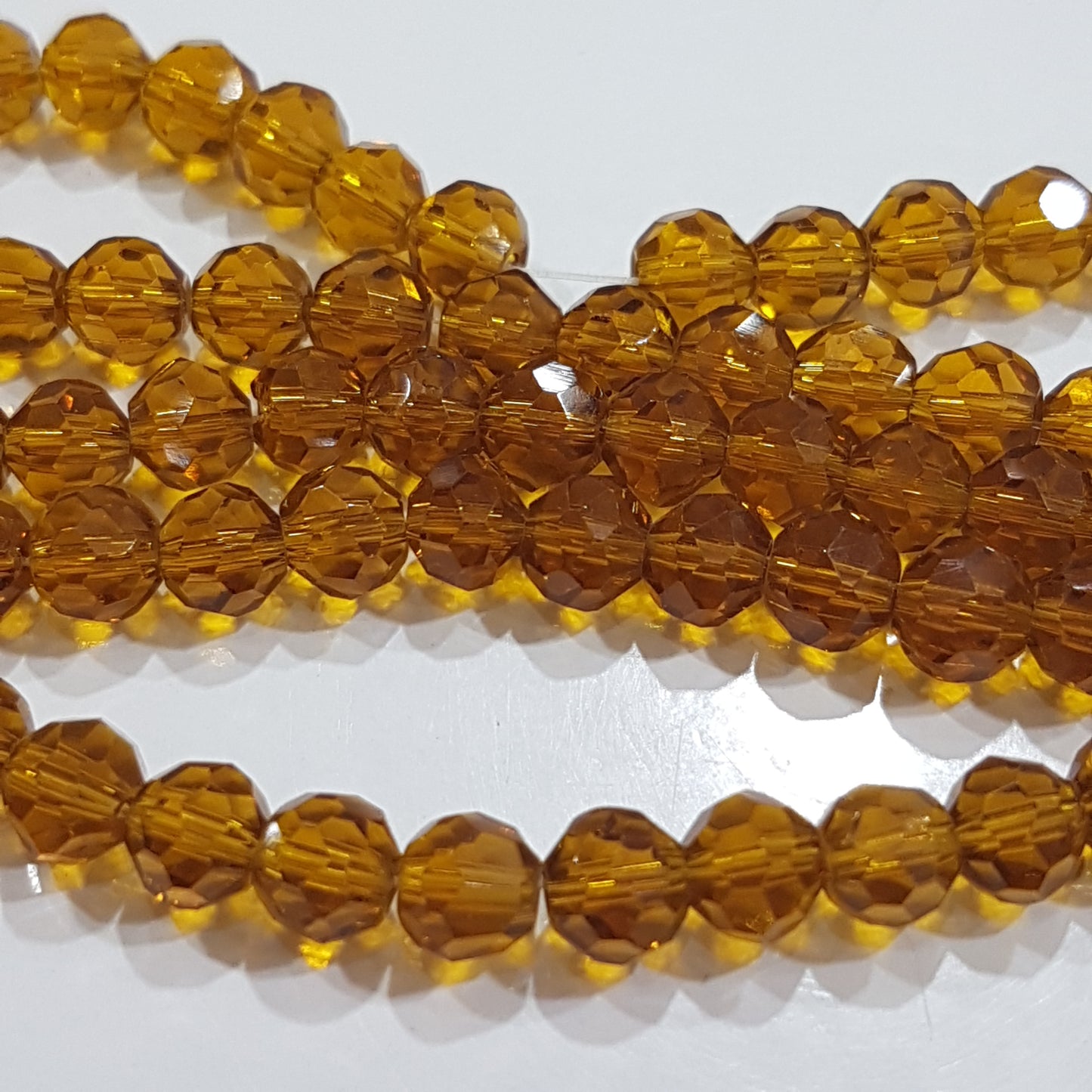 5mm Amber Faceted Glass Beads