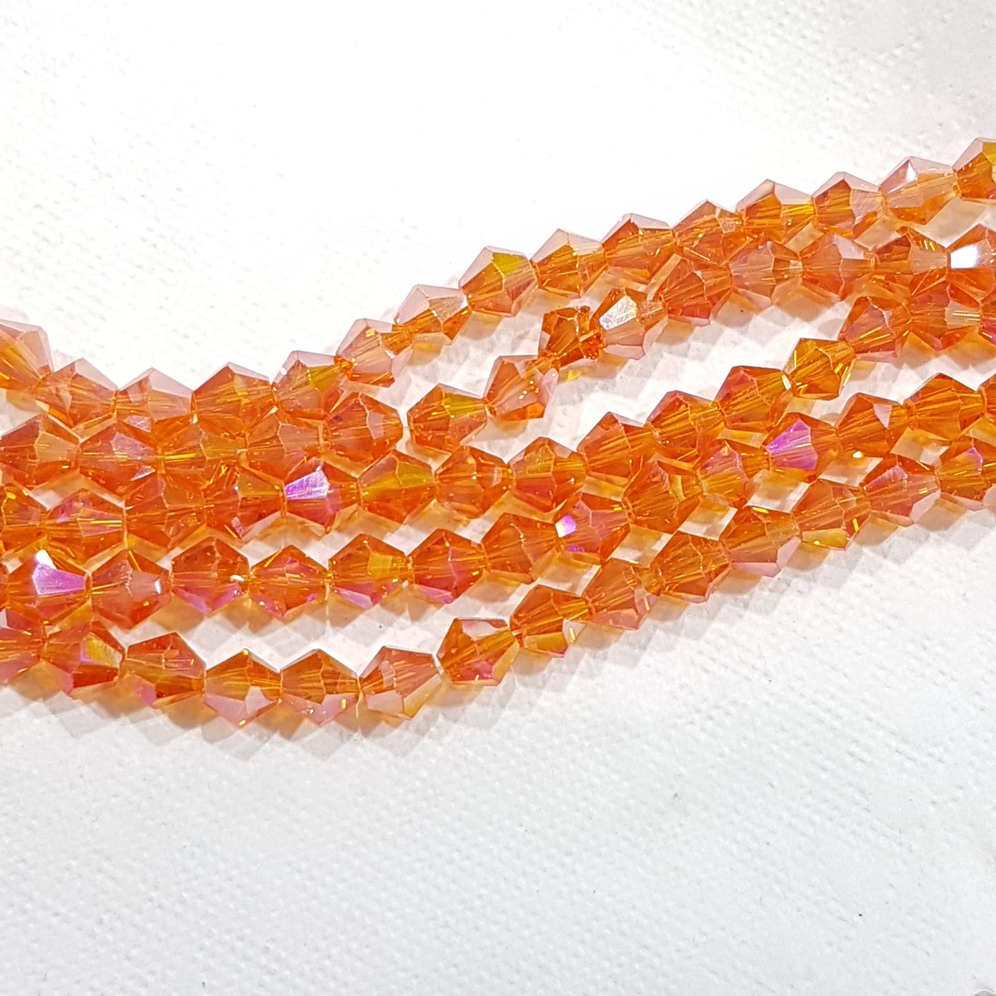 6mm Orange AB Glass Bicones