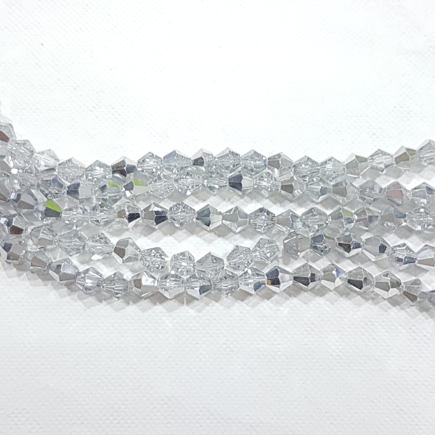 6mm Silver Glass Bicones