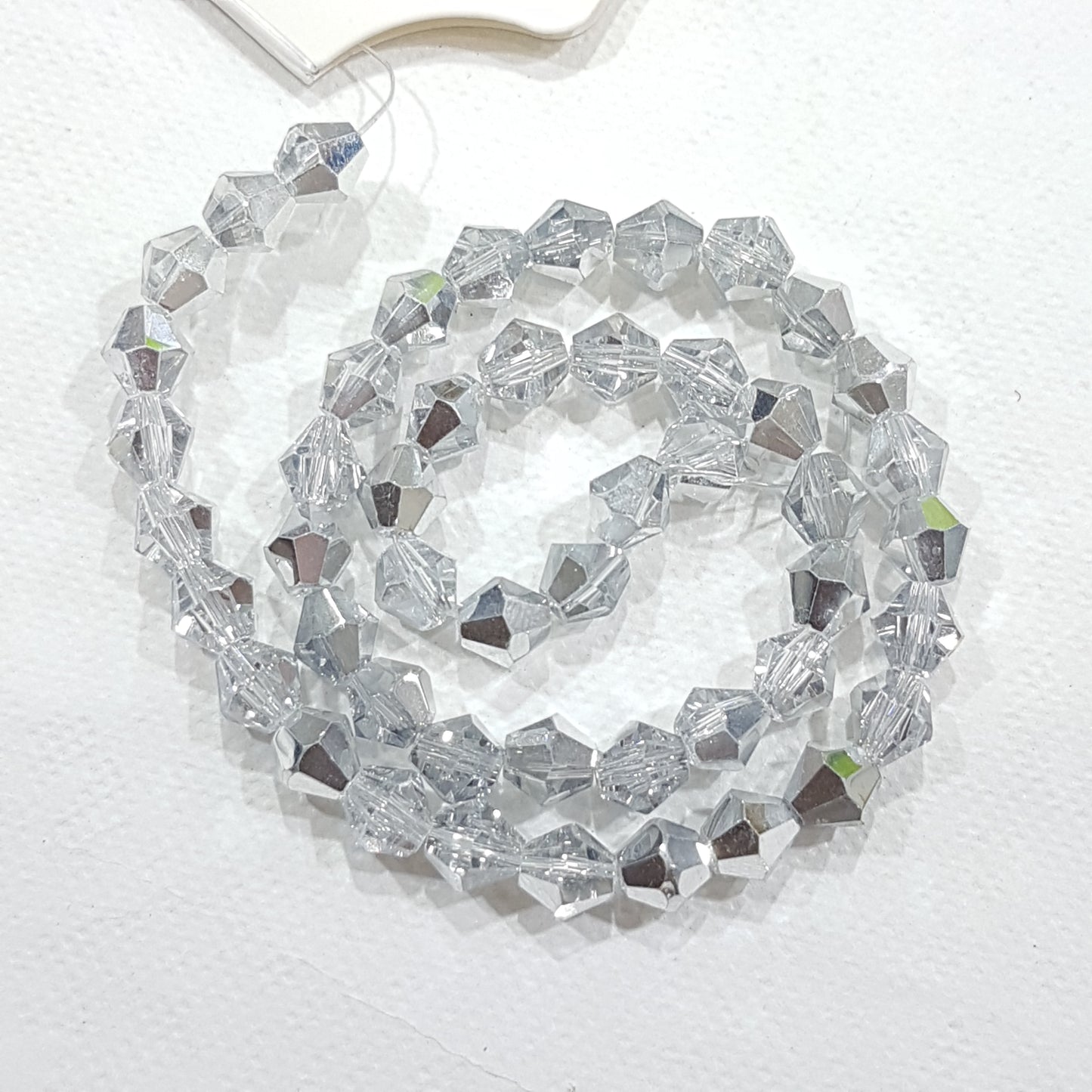 6mm Silver Glass Bicones