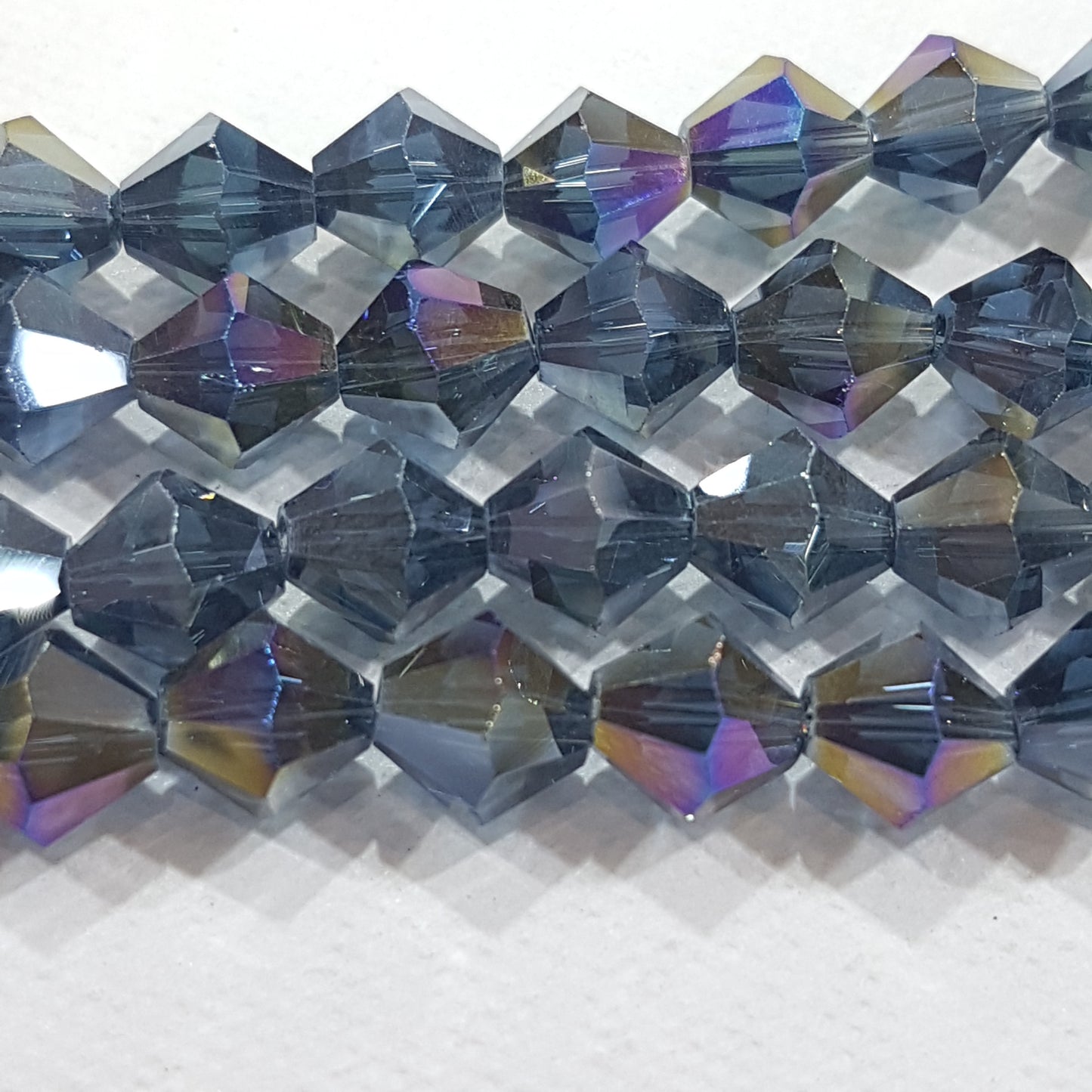 8mm Blue Grey AB Glass Bicones