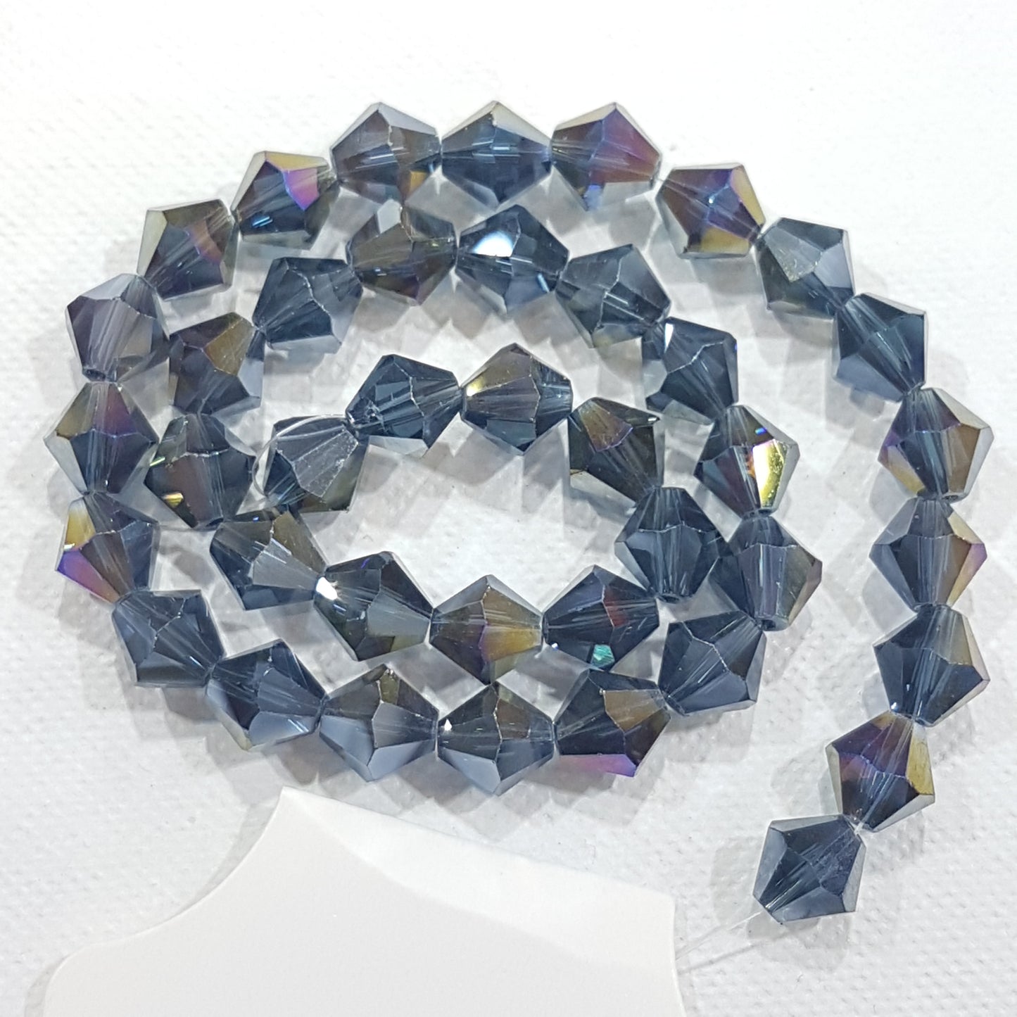 8mm Blue Grey AB Glass Bicones
