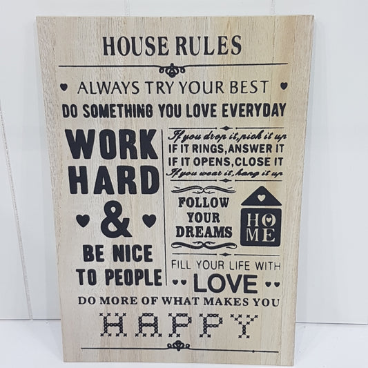 House Rules Hanging Sign