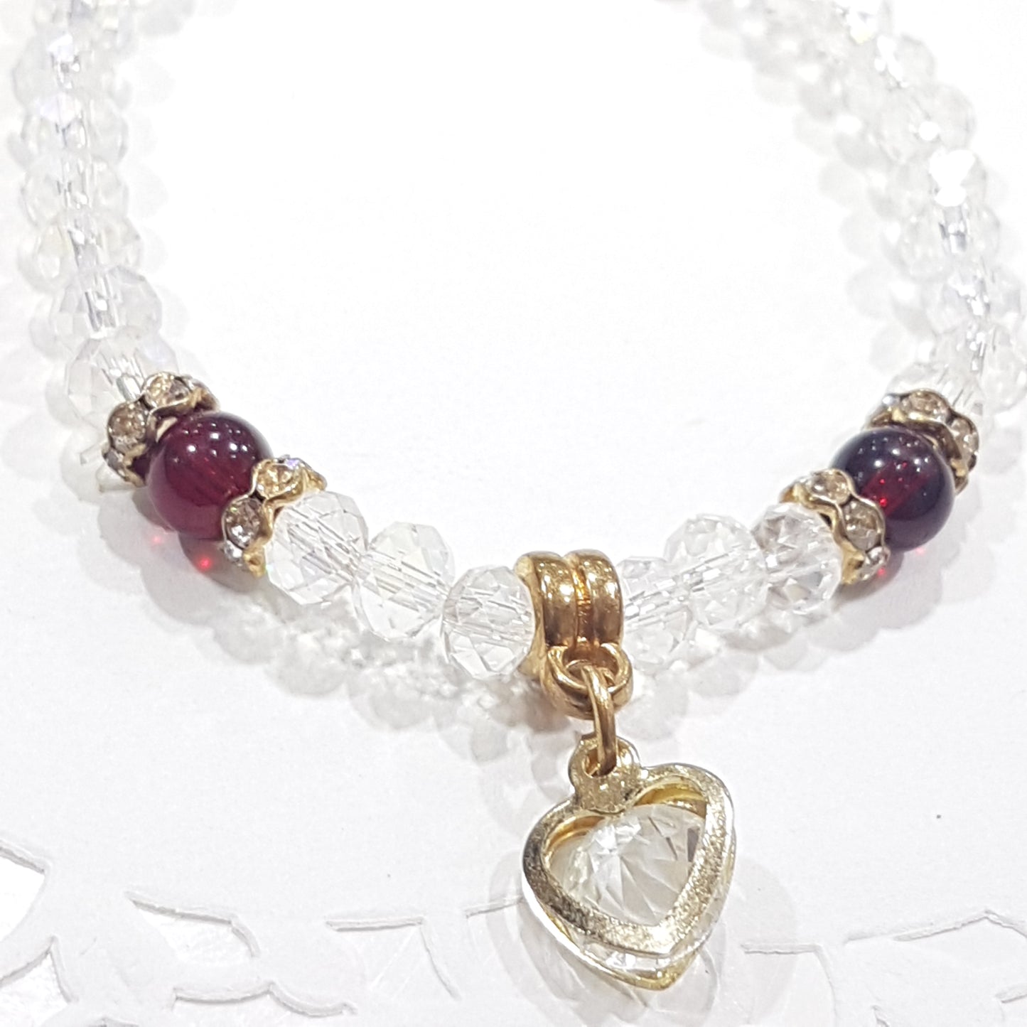 Red Crystal Beaded Stretch Bracelet