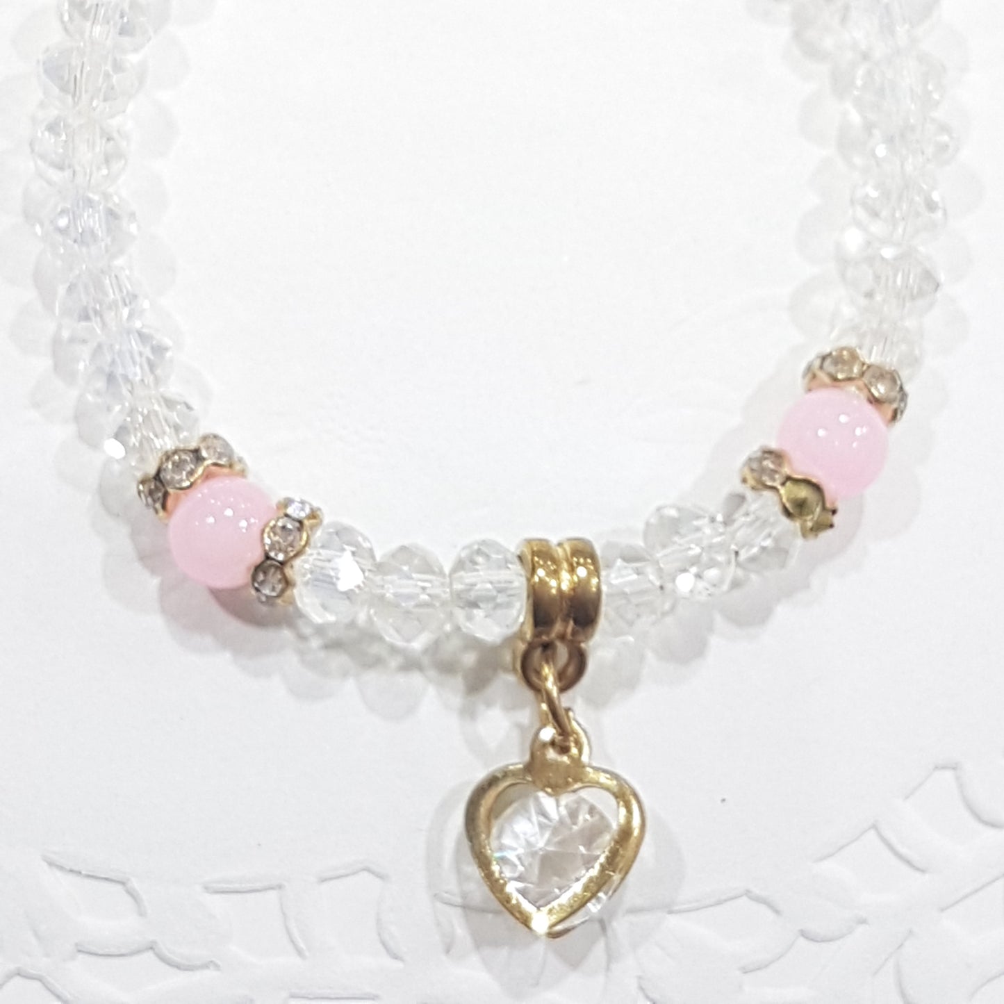 Pink Crystal Beaded Stretch Bracelet