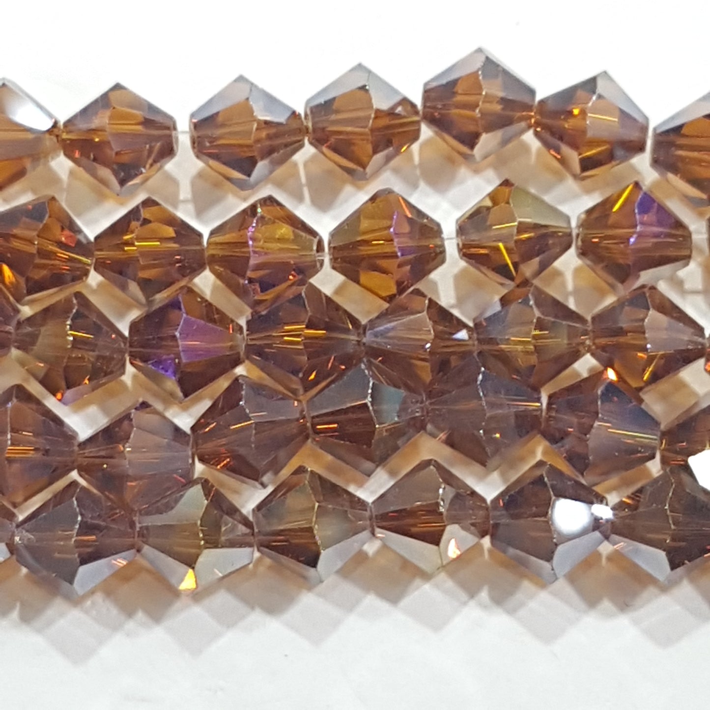 8mm Brown AB Glass Bicones