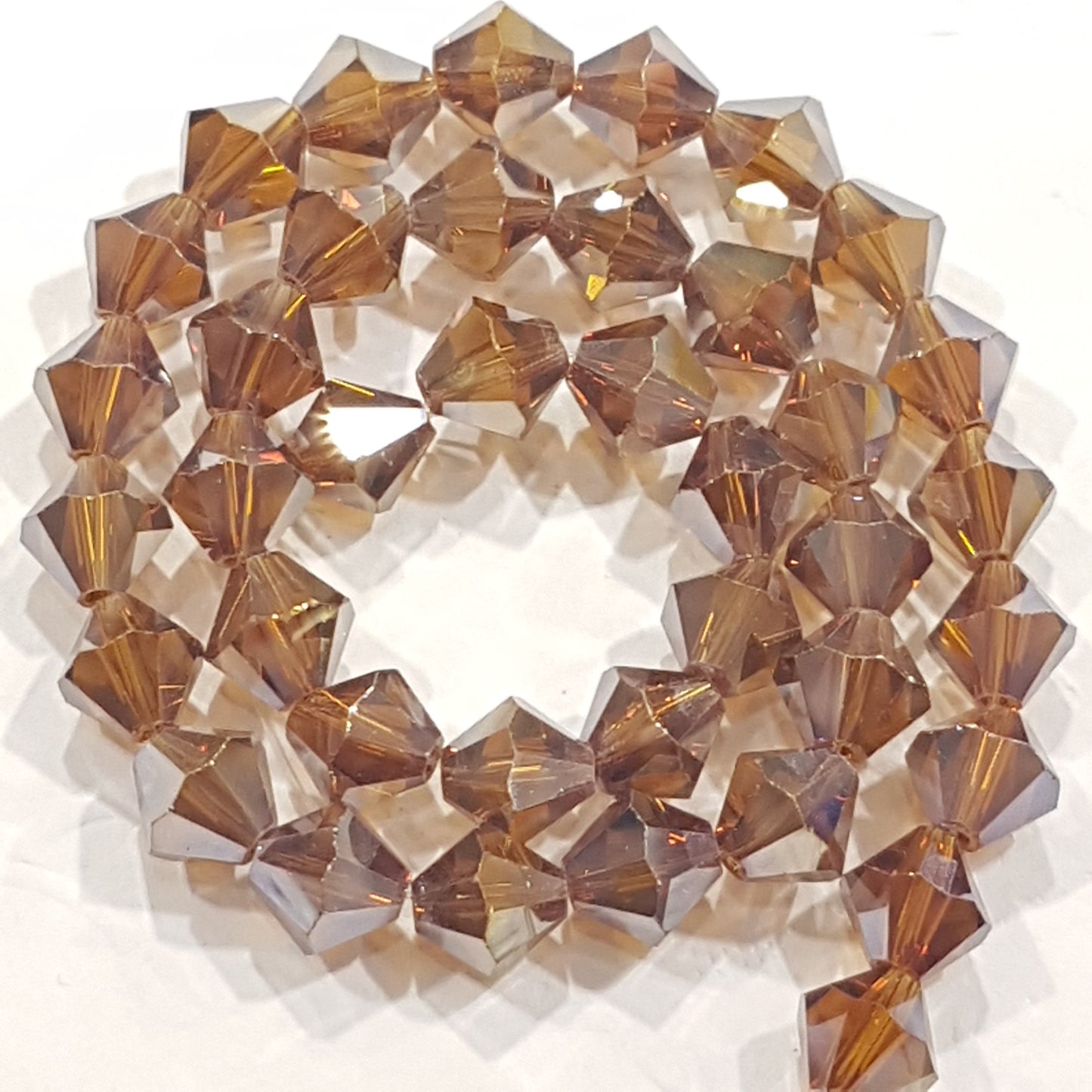 8mm Brown AB Glass Bicones